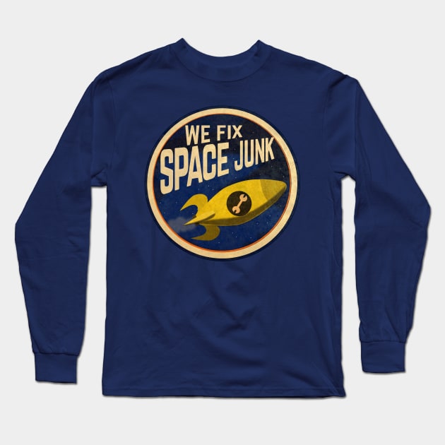 We Fix Space Junk Logo (round) Long Sleeve T-Shirt by Battle Bird Productions